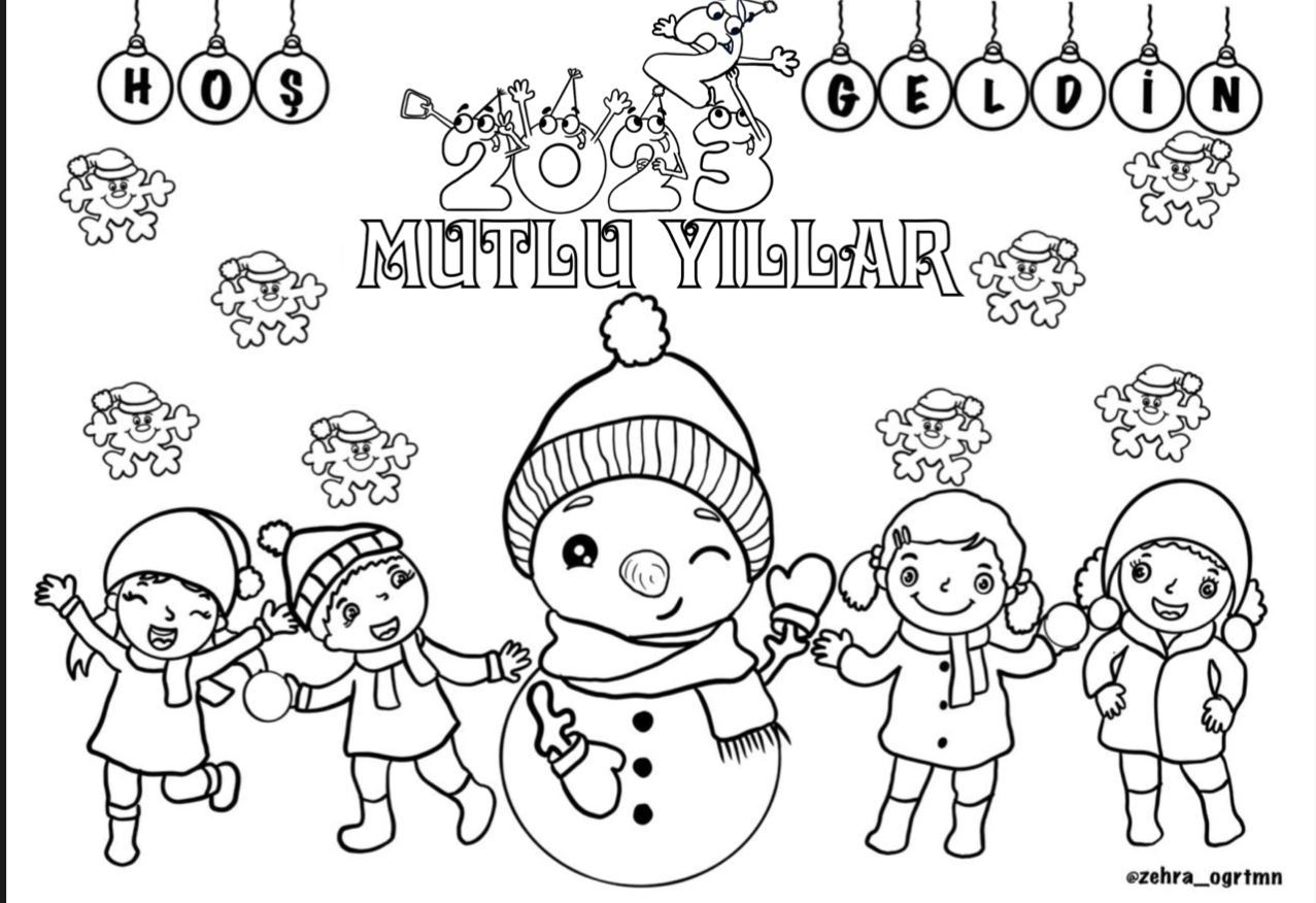 2023 Mutlu Yıllar Boyama Sayfası