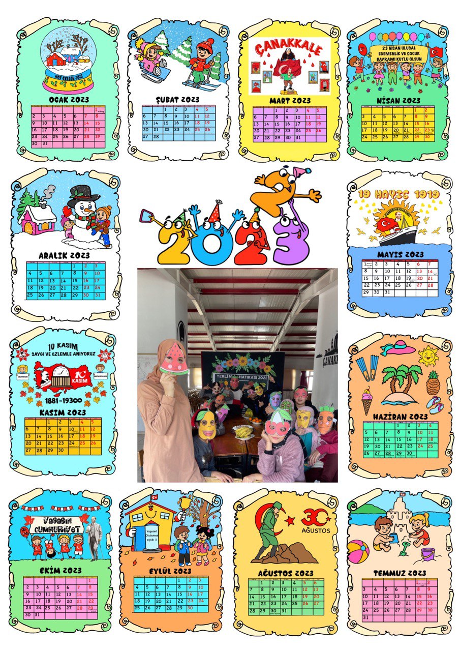 2023 Takvim Renkli Renksiz ( Fotoğraf Eklemeli)