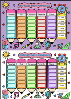 Ders Programı ( 1 A4 te 2 Adet)