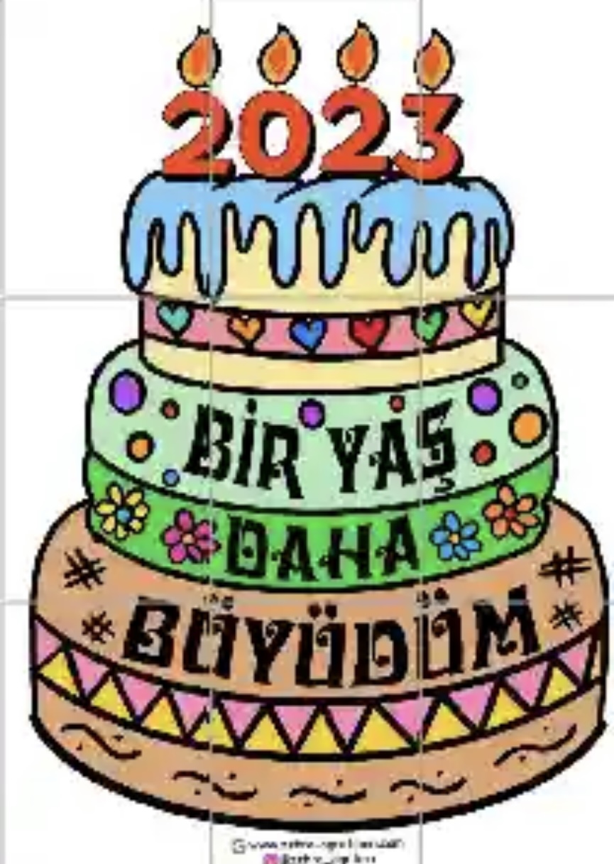 9 A4 Bir Yaş Daha Büyüdüm Pastası RENKLİ