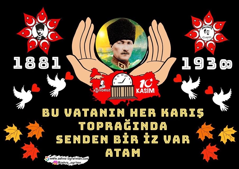 10 Kasım Pano 2 (Yapraklar Yazı Şablonları A4 Görselleri )