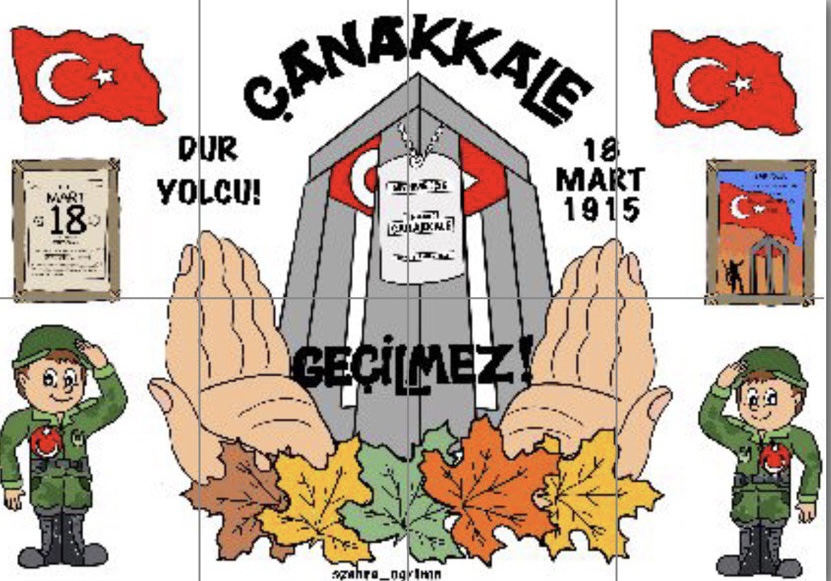 (Pano3) Çanakkale Geçilmez 8 A4 RENKLİ RENKSİZ GRUP ÇALIŞMASI