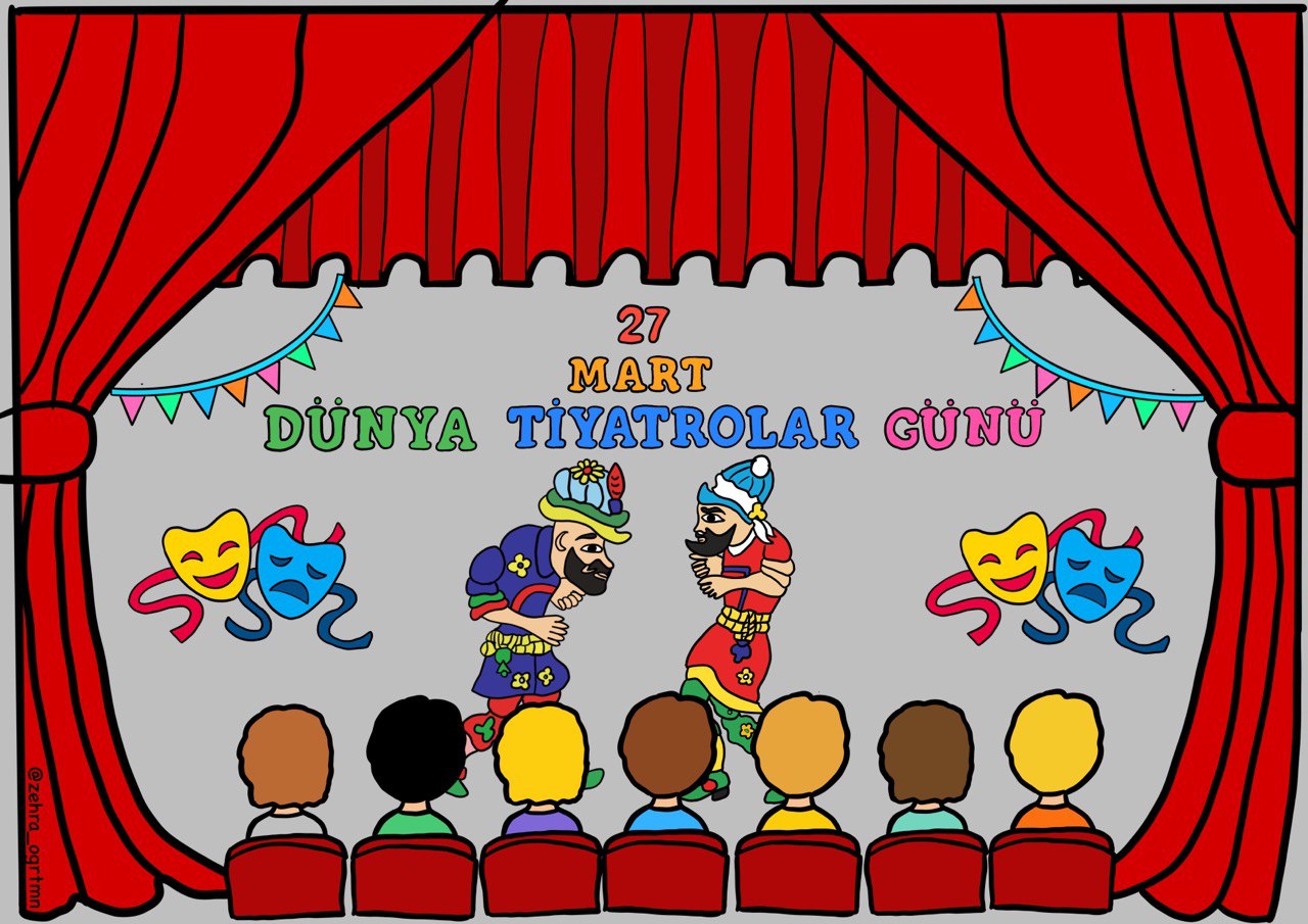 8 A4 Renkli Tiyatrolar Günü Hacivat Karagöz Pano