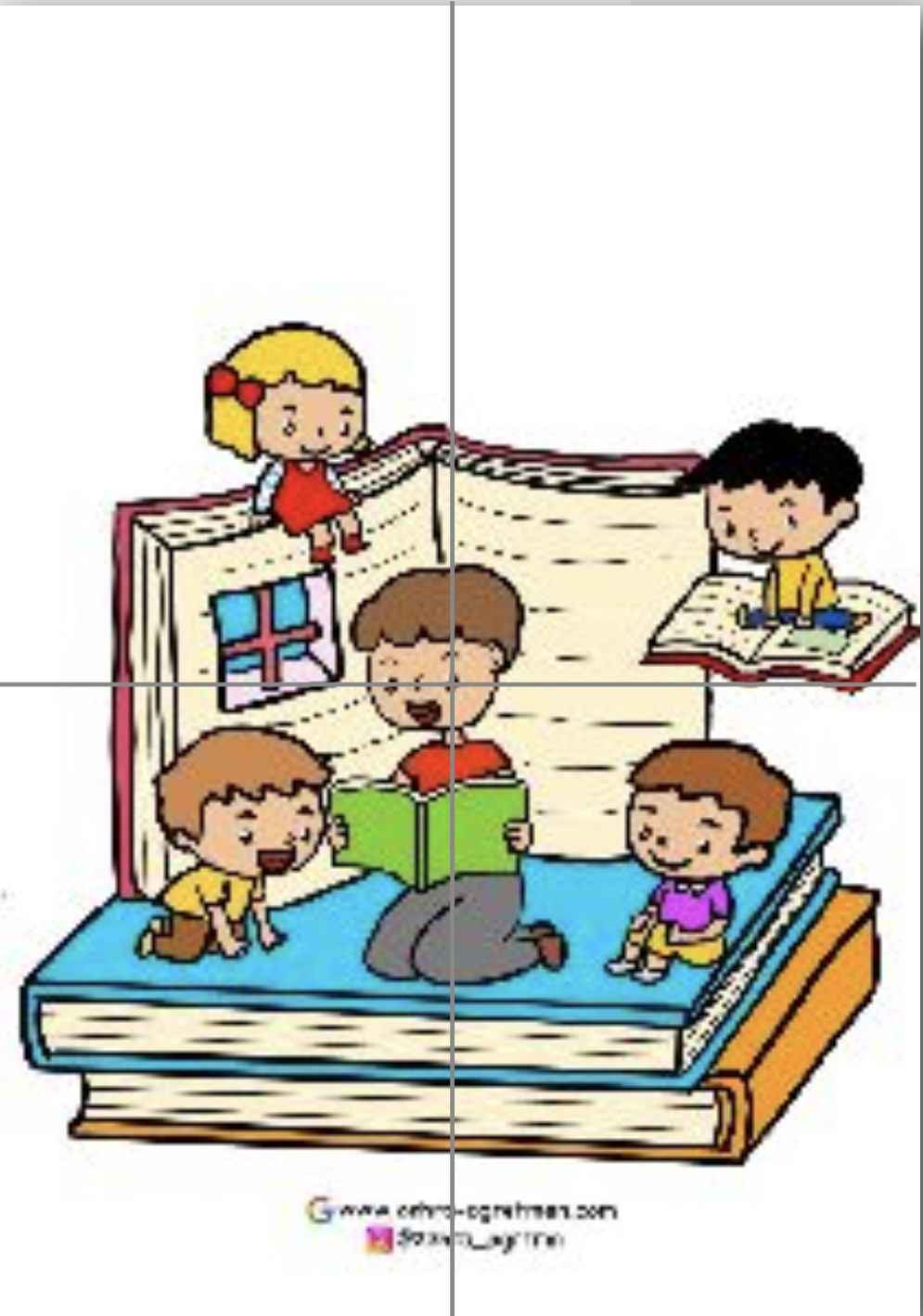 4 A4 Çocuklara Kitap Okuyan Erkek Öğretmen RENKLİ