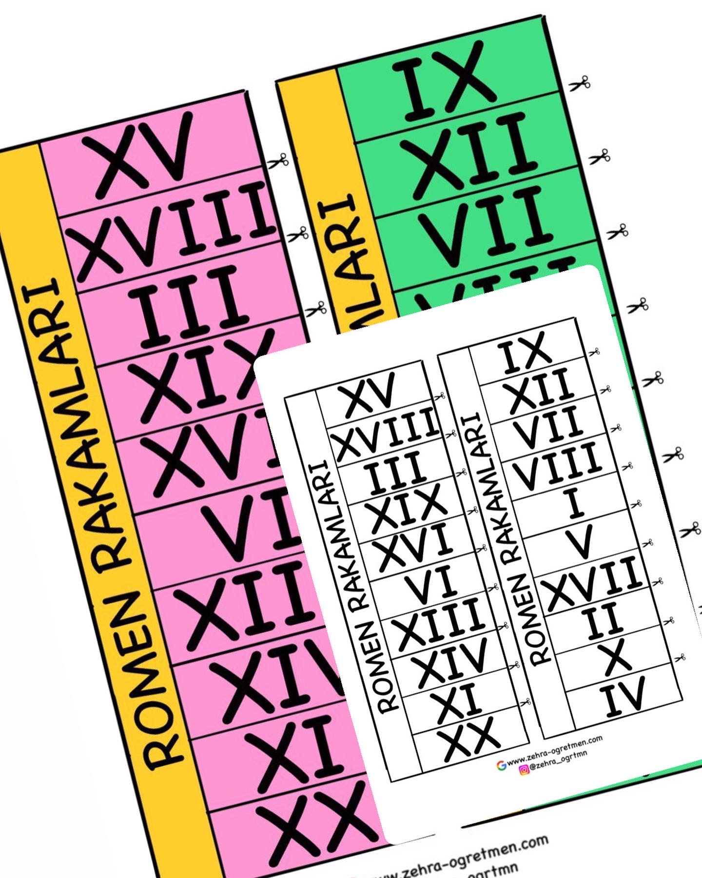 Romen Rakamları Defter Etkinliği 2