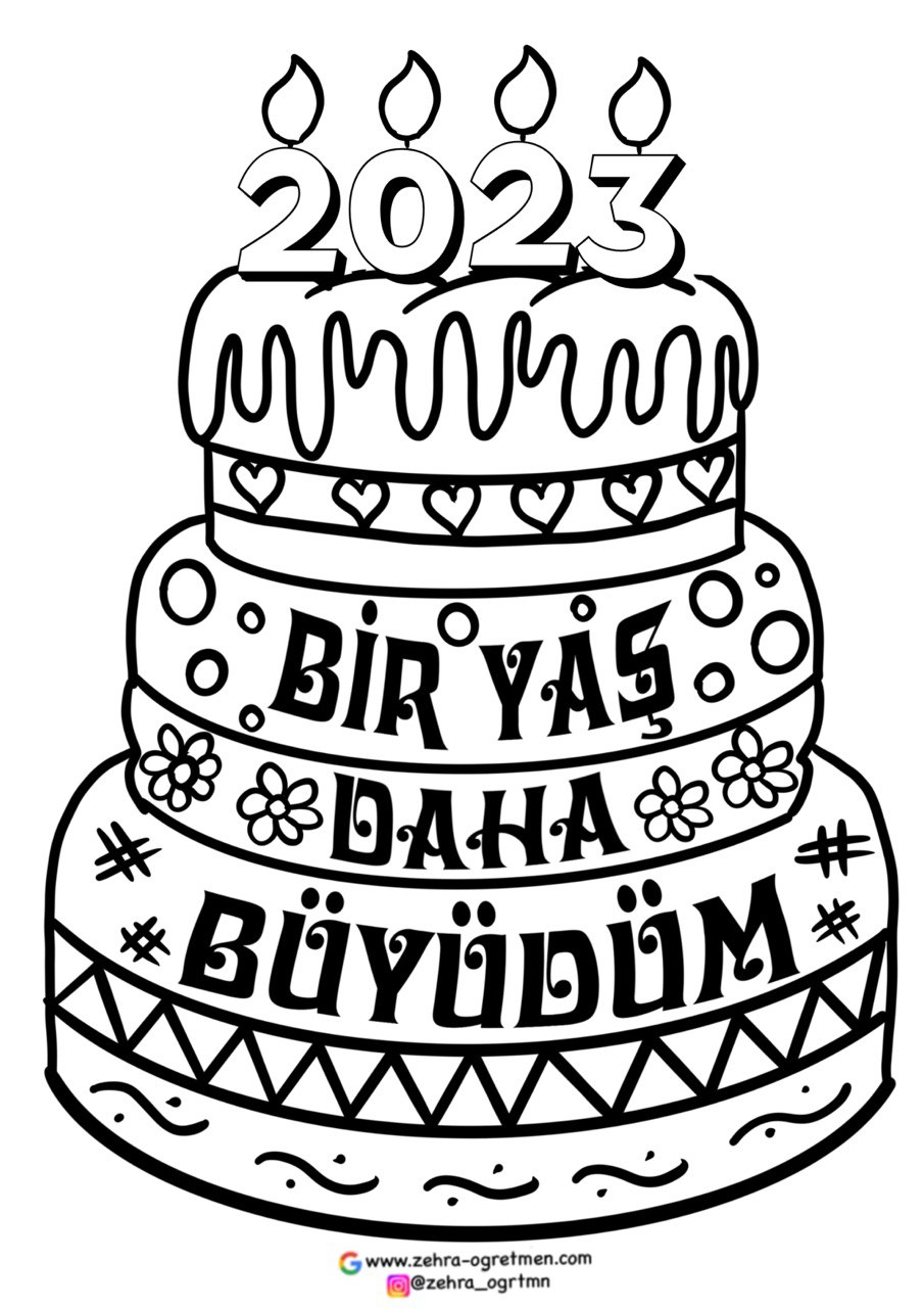 9 A4 Bir Yaş Daha büyüdüm pastası RENKSİZ