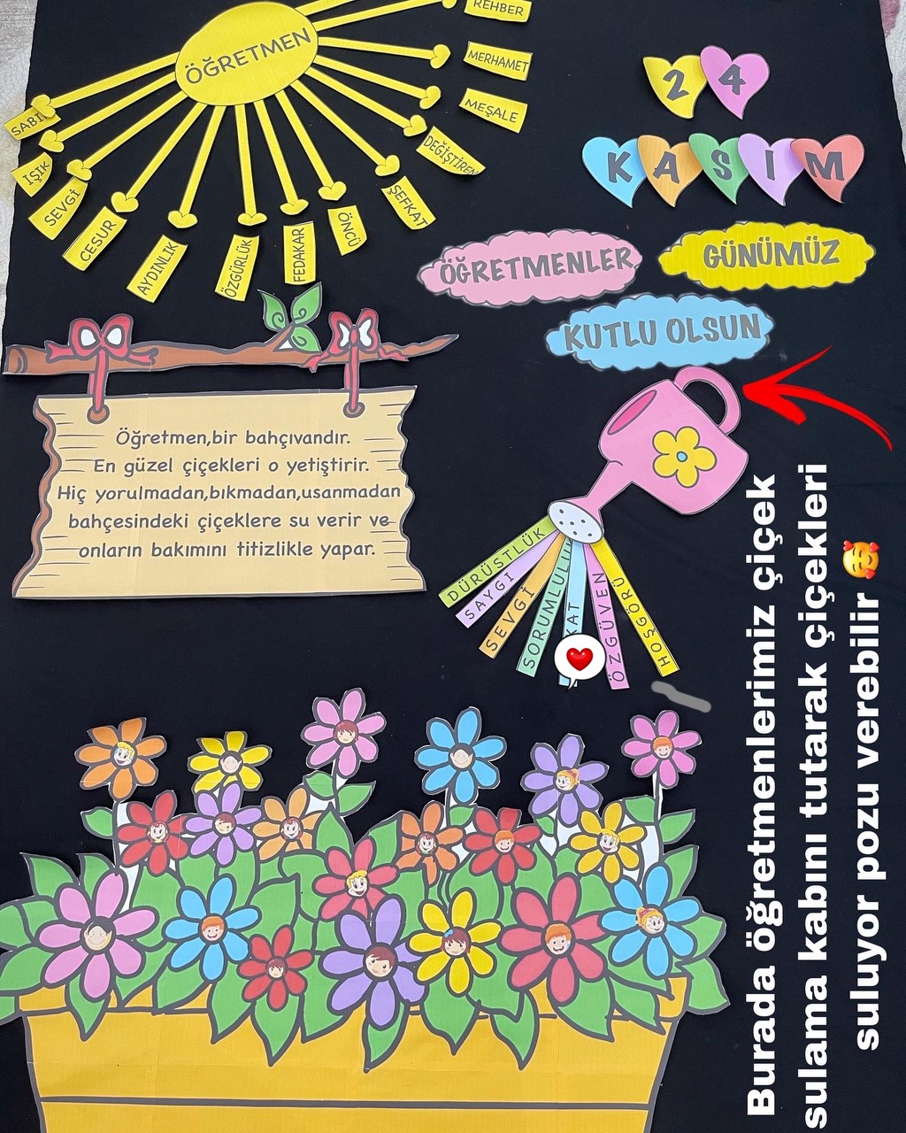 (1 a4 boyutu) Saksıda Çiçekler, Tabela,Sulama Kabı, Yazılar