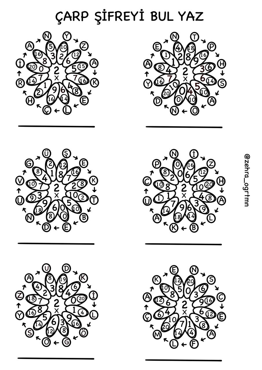 Şifreli Çarpma İşlemi Etkinliği ( Renksiz)