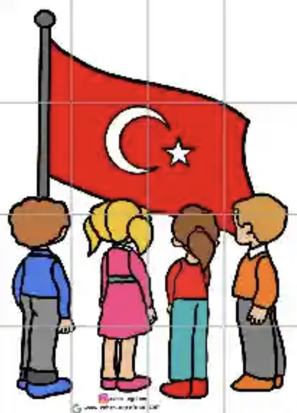 16 A4 İstiklal Marşı Okuyan Çocuklar RENKLİ