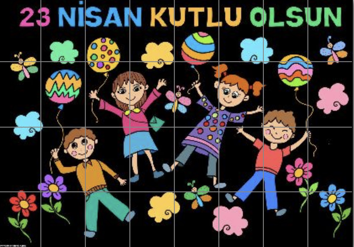 23 Nisan Kutlu Olsun Pano 32 A4 SİYAH ARKA PLAN