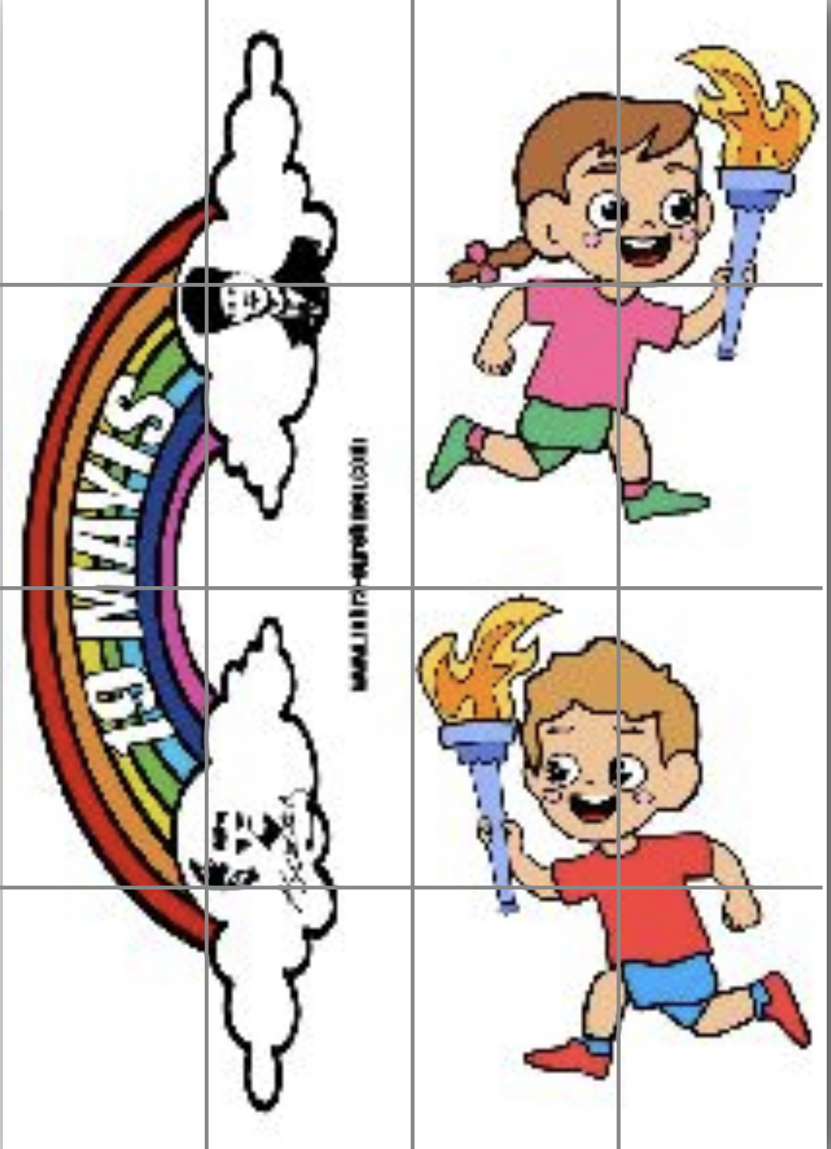 16 A4 Gökkuşağı Atatürk ve Meşale Tutan Çocuklar RENKLİ