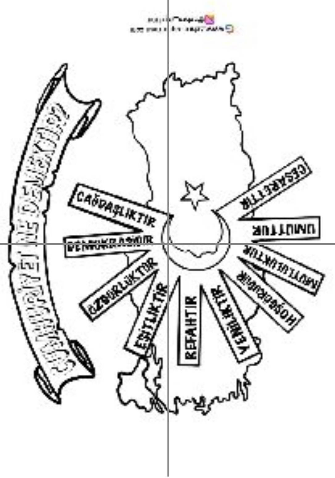 4 A4 CUMHURİYET NE DEMEKTİR RENKSİZ ( Siyah Yazılı)