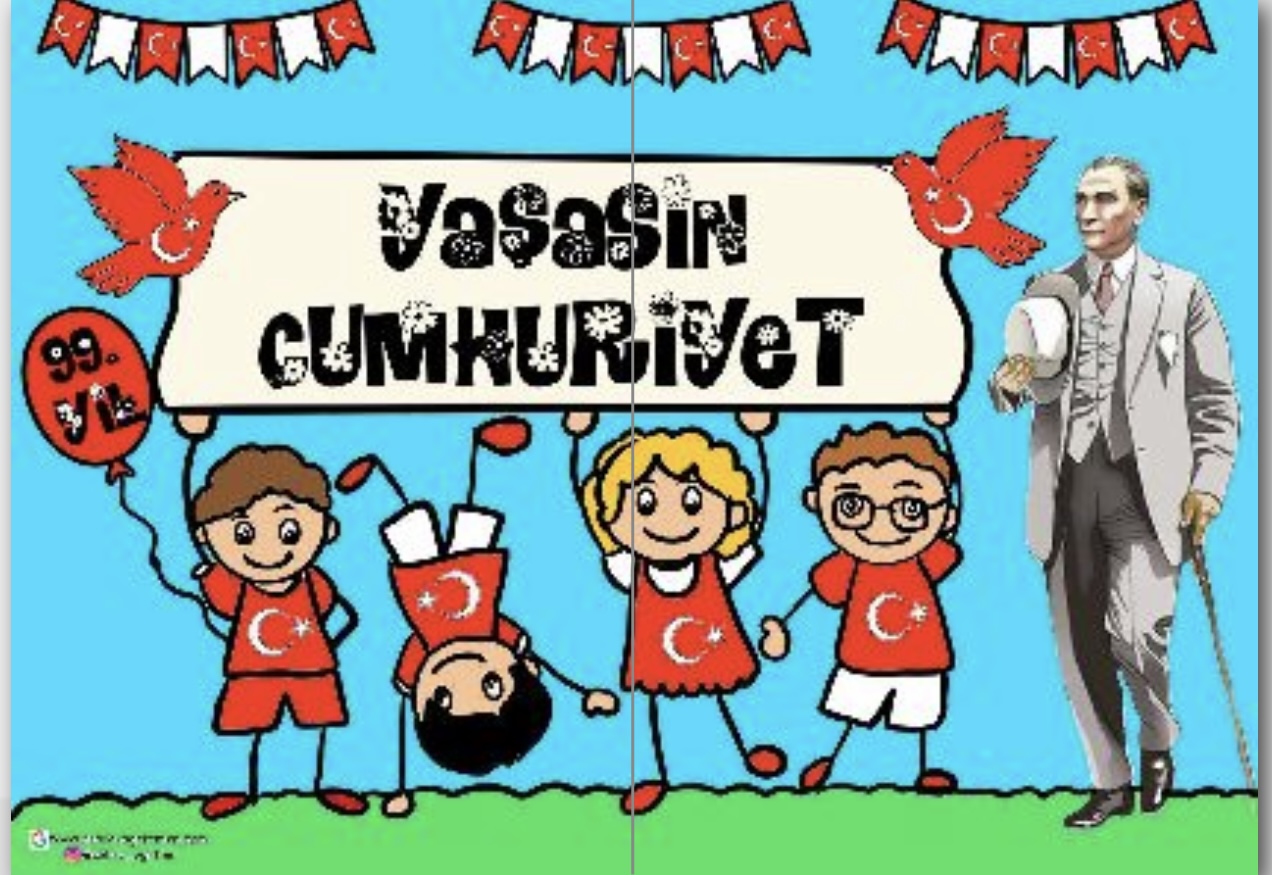 2 A4 RENKLİ Atatürk’lü Yaşasın Cumhuriyet Panosu