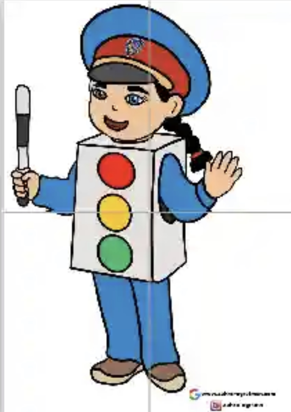 4 A4 Kadın Polis Renkli Renksiz