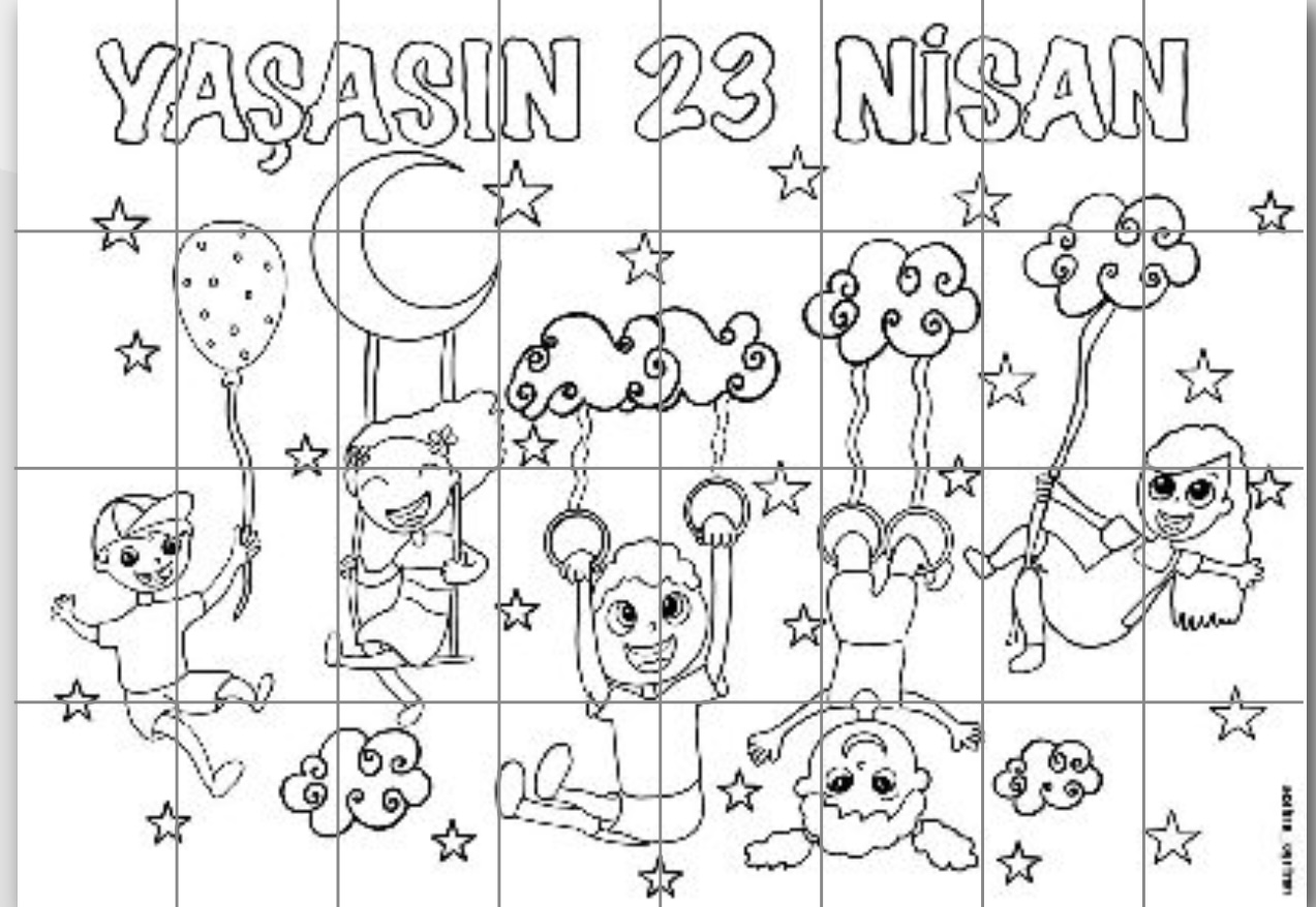 32 A4 Yaşasın 23 Nisan Grup Boyama Çalışması