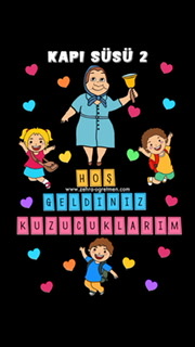 Hoş Geldiniz Kuzucuklarım Kapı Süsü Yazı Şablonu RENKLİ