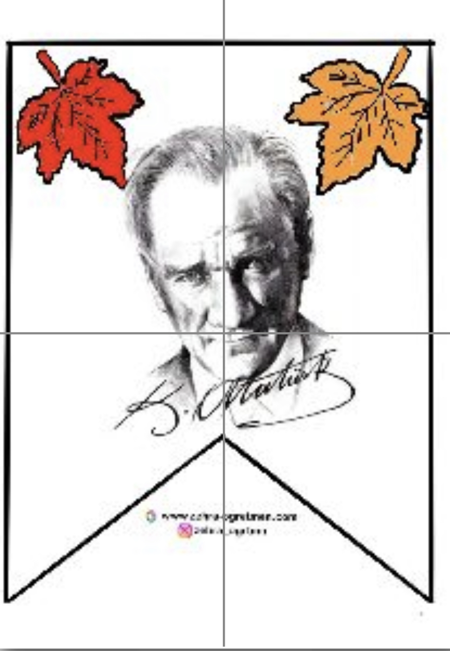 4 A4 Atatürk Çiçekler Renkli Renksiz