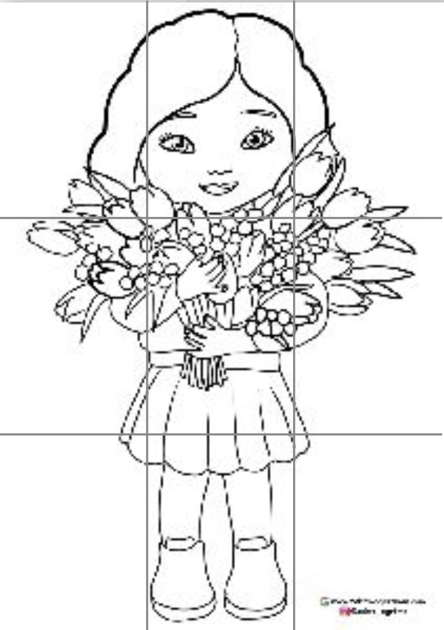 9 A4 Çiçek Tutan Kız Öğrenci RENKSİZ