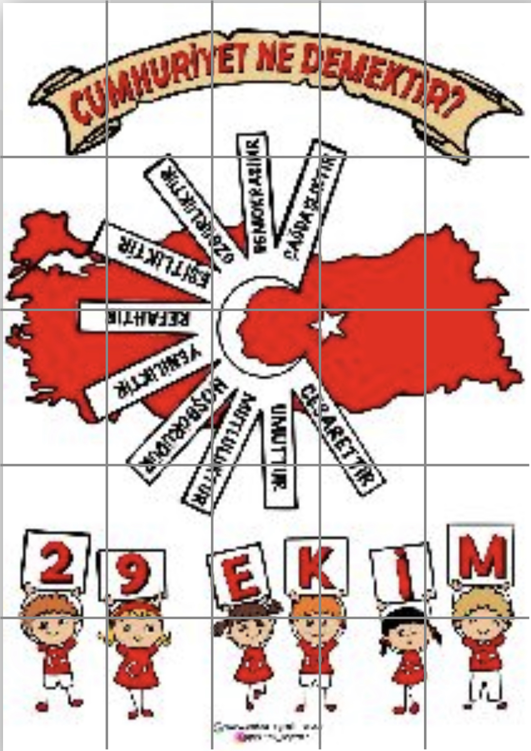 25 A4 Renkli Cumhuriyet Ne Demektir Panosu