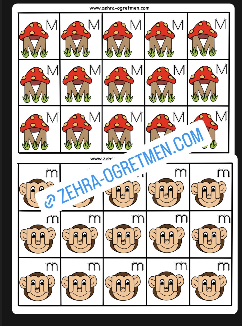 M Sesi Deftere Yapıştırmalık Görseller (15 24 30 48  Öğrenci İçin RENKLİ)