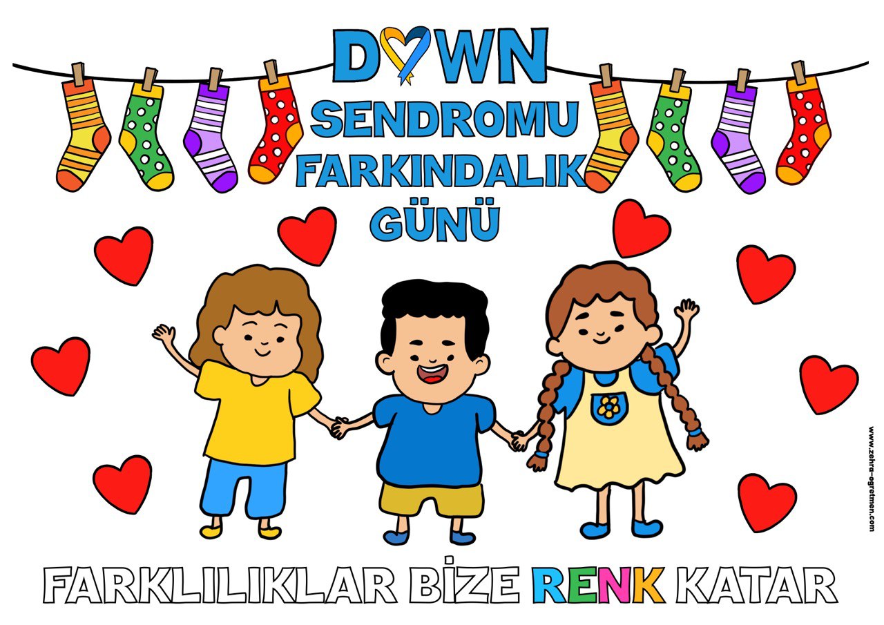 A4 Boyut Down Sendromu Farkındalık Günü Pano Görselleri