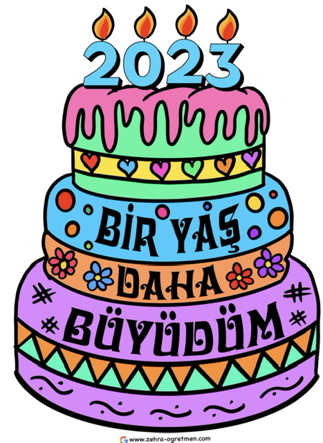 Bir Yaş Daha Büyüdüm Boyama Sayfası