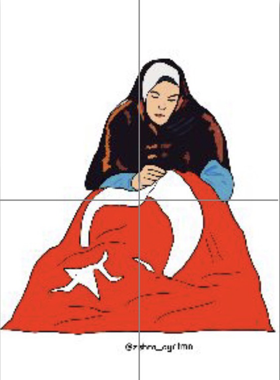 (4 A4) Bayrak Diken Kadın ( Çizdiğim Bayrak )