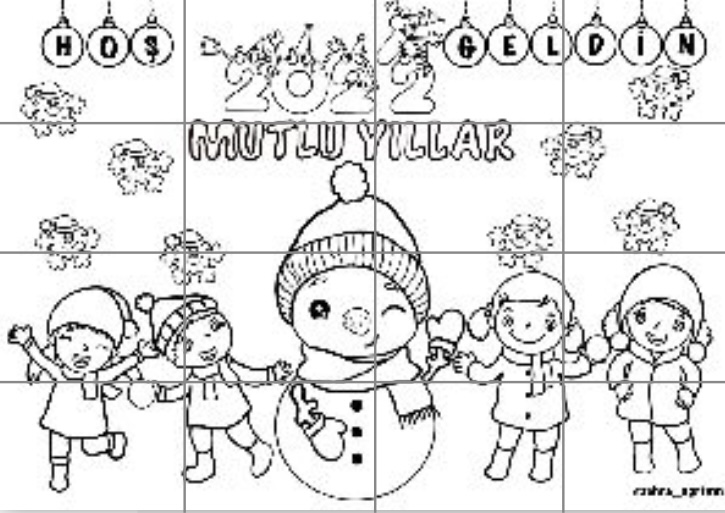 16 a4 Mutlu Yıllar Boyama Sayfası