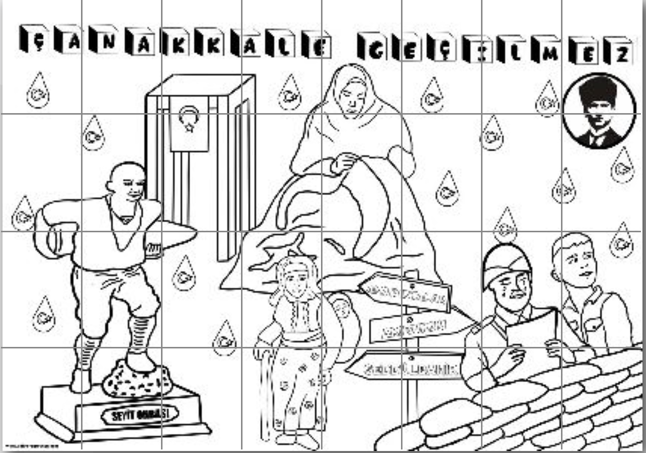 32 A4 GRUP BOYAMA ÇALIŞMASI ÇANAKKALE GEÇİLMEZ RENKSİZ