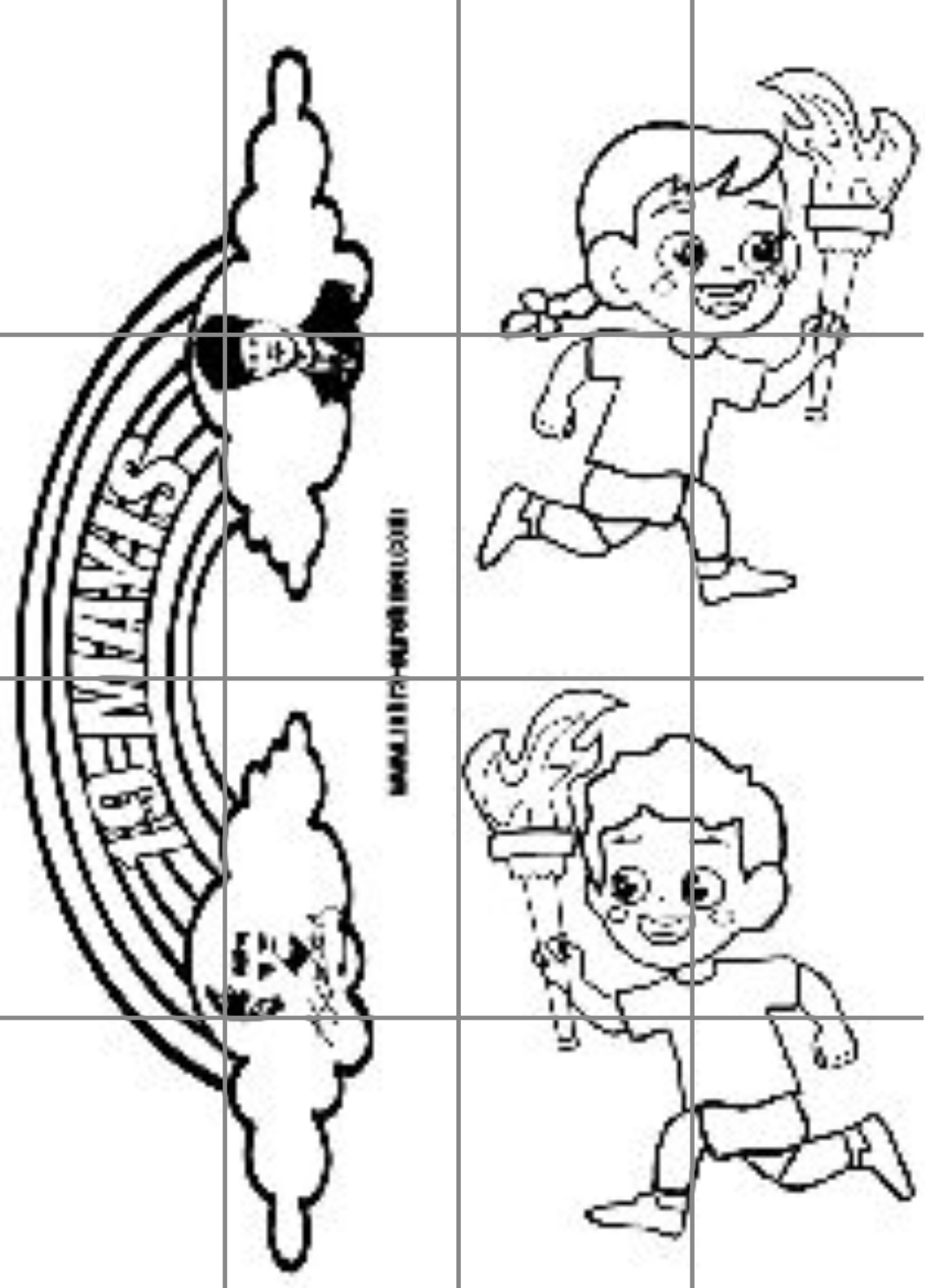 16 A4 Gökkuşağı Atatürk ve Meşale Tutan Çocuklar RENKSİZ