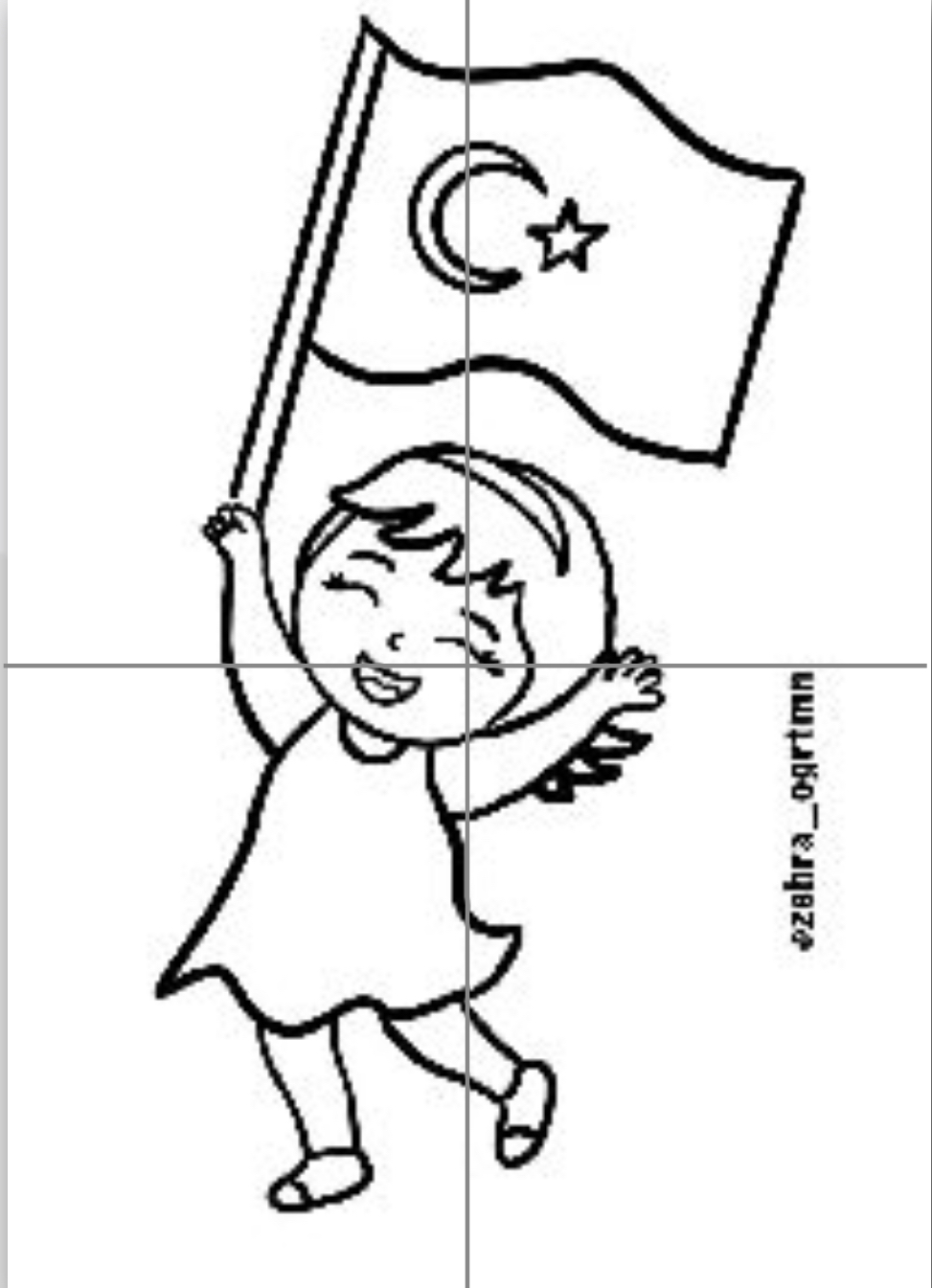 4 A4 Bayraklı Çocuklar Renksiz