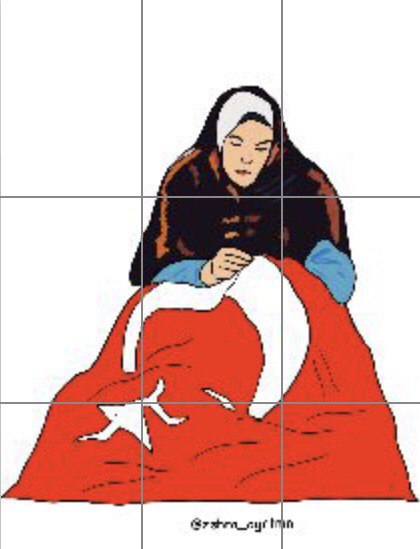 (9 A4) Bayrak Diken Kadın ( Çizdiğim Bayrak )