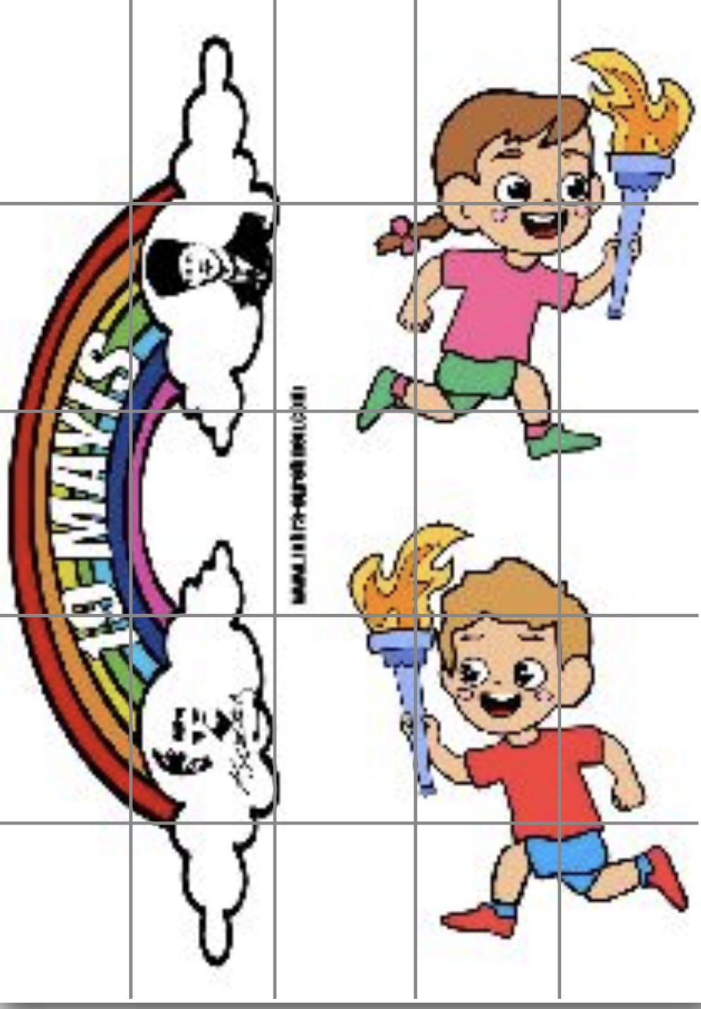 25 A4 Gökkuşağı Atatürk ve Meşale Tutan Çocuklar RENKLİ