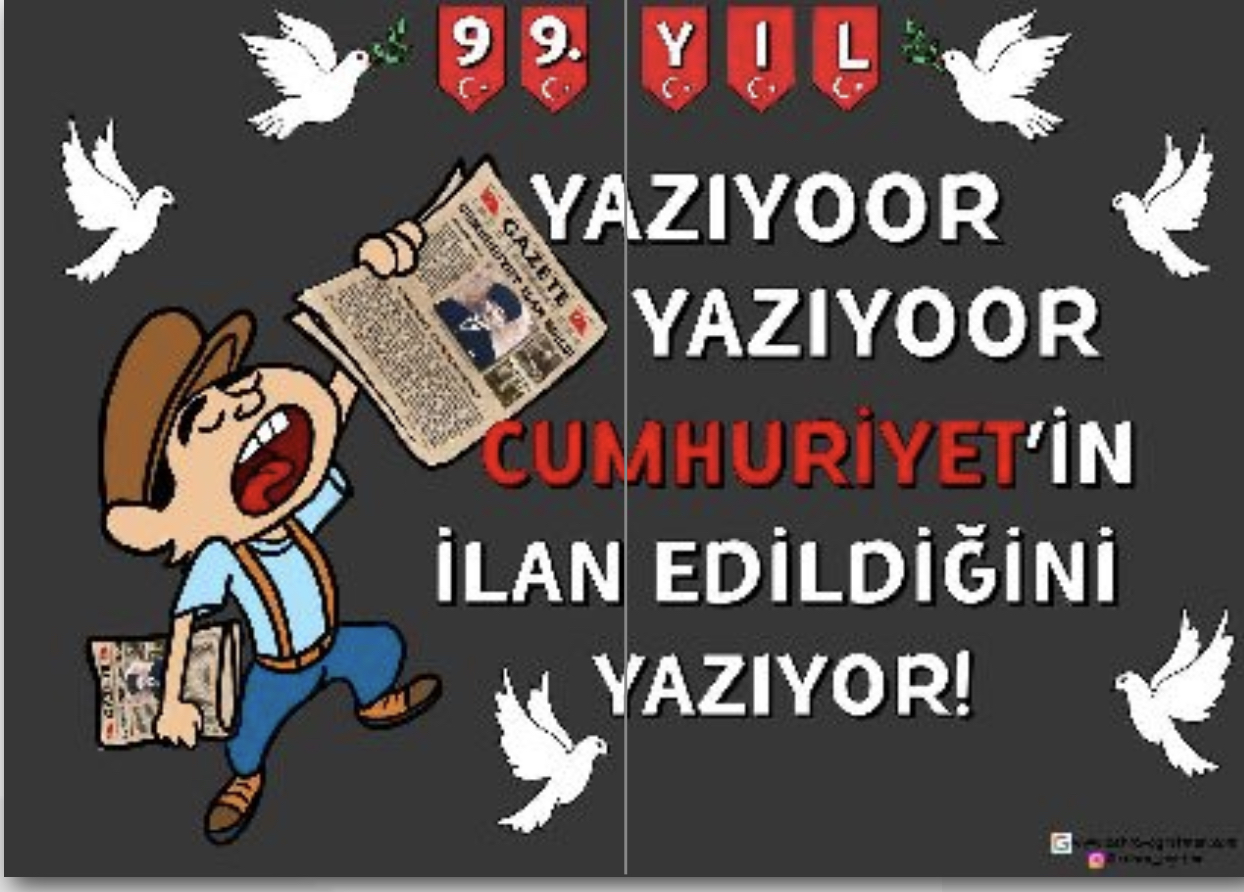2 A4 RENKLİ Yazıyor Yazıyor Cumhuriyetin İlan Edildiğini Yazıyor