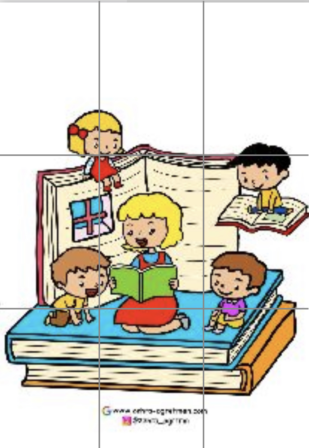 9 A4 Çocuklara Kitap Okuyan Kadın Öğretmen RENKLİ