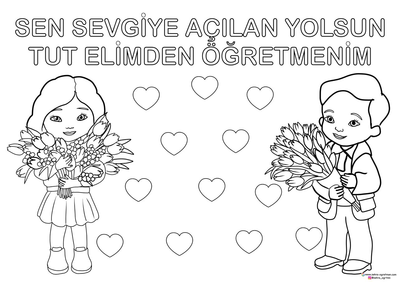 A4 ÖĞRETMENLER GÜNÜ BOYAMA SAYFALARI