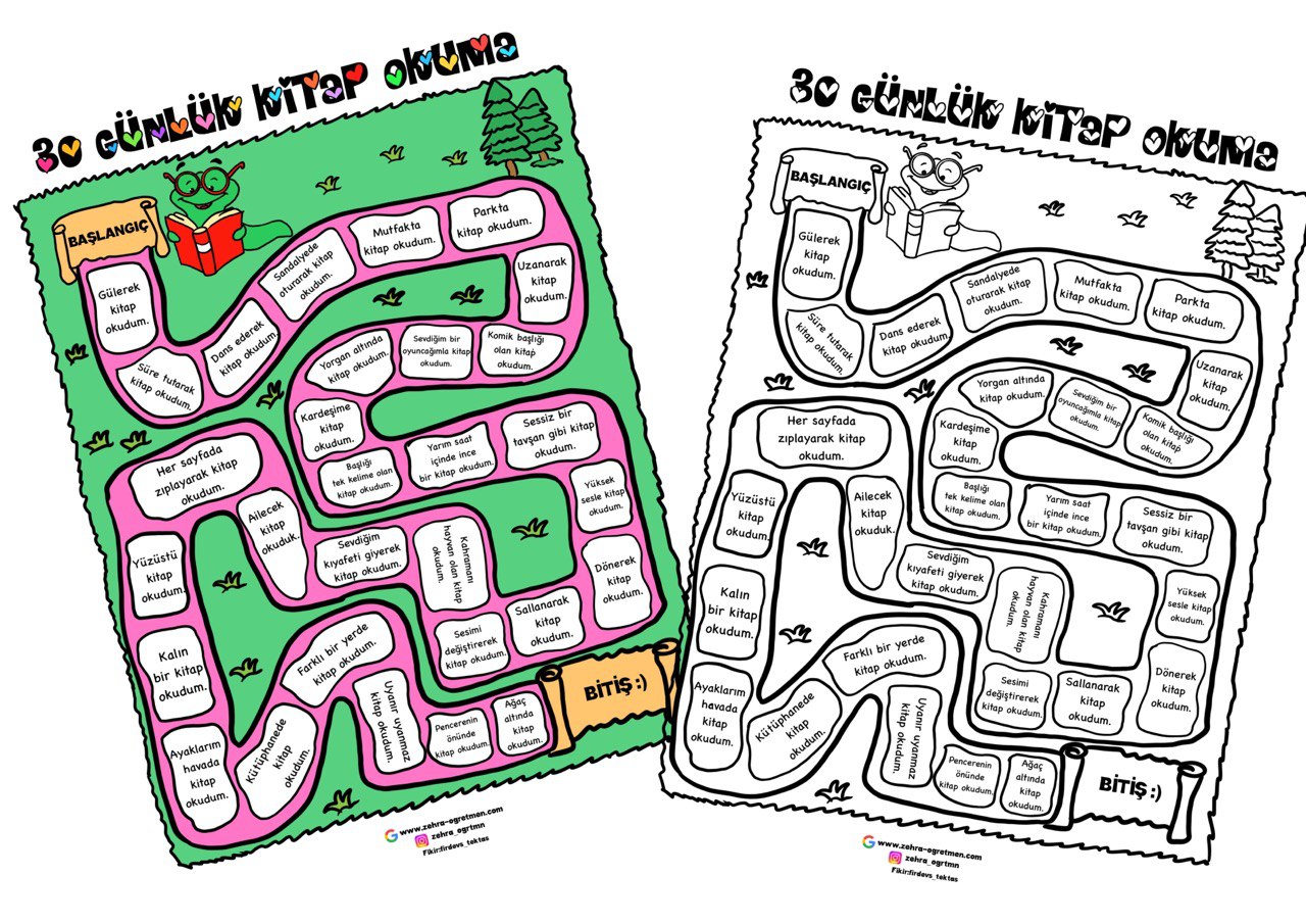 Kitap Okuma Çizelgesi Boyamalı 3. Sınıf