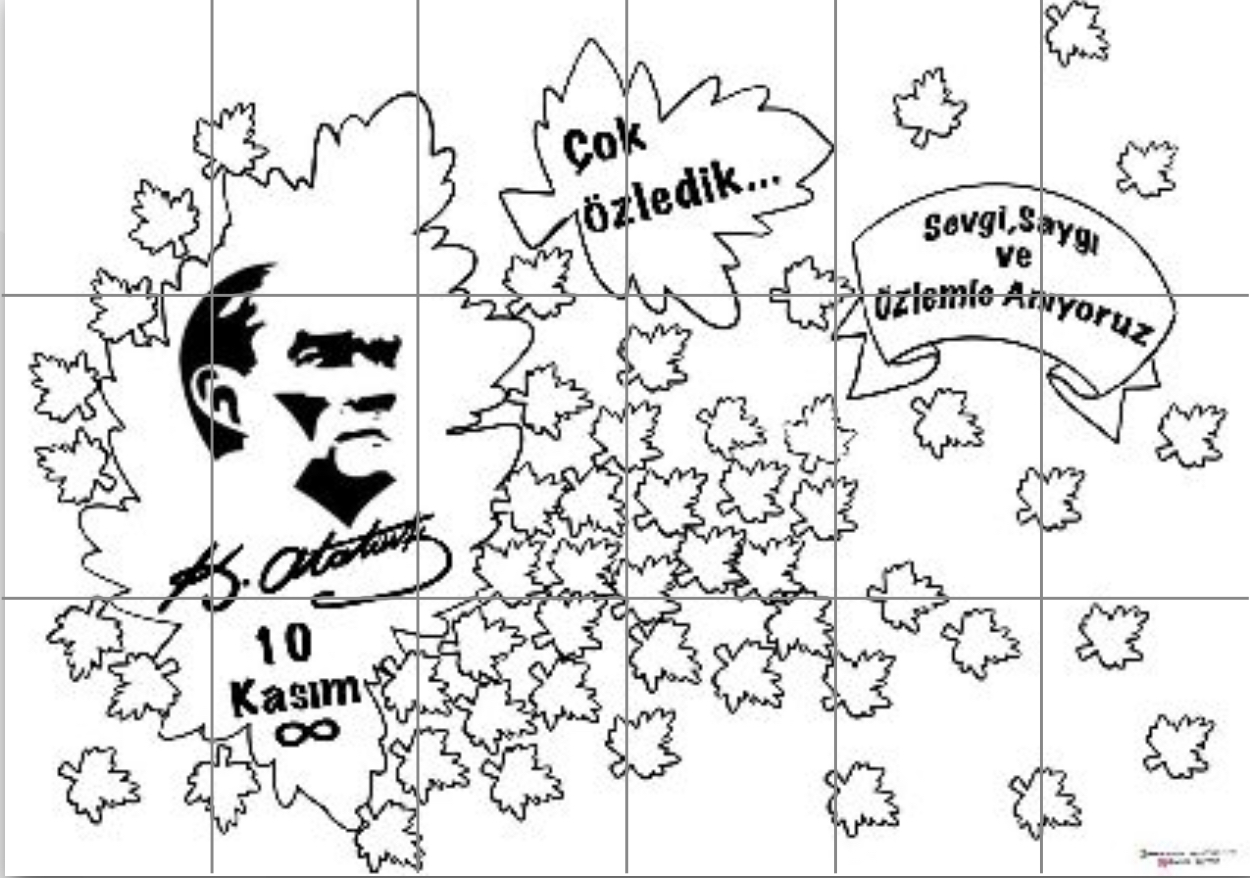 10 Kasım Pano 3 Grup Boyama Çalışması (18 A4)