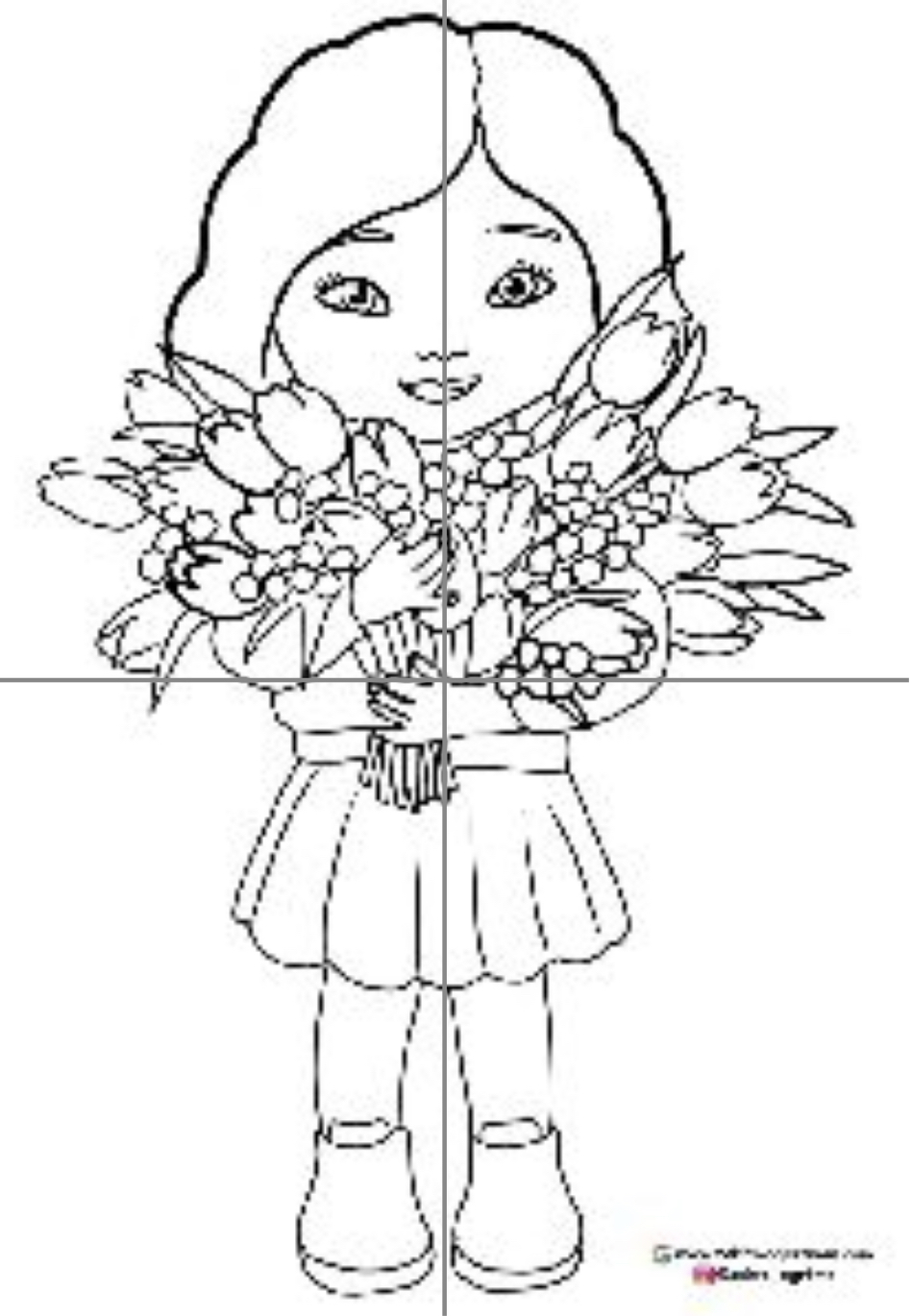 4 A4 Çiçek Tutan Kız Öğrenci RENKSİZ