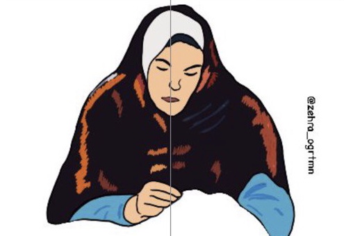 (2 A4) Bayrak Diken Kadın Görseli ( Bayrak Yok)