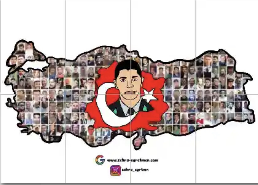 Türkiye Haritası Demokrasi Şehitleri 8 A4 RENKLİ
