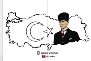 2 A4 Türkiye Haritası Atatürk ( RENKSİZ)