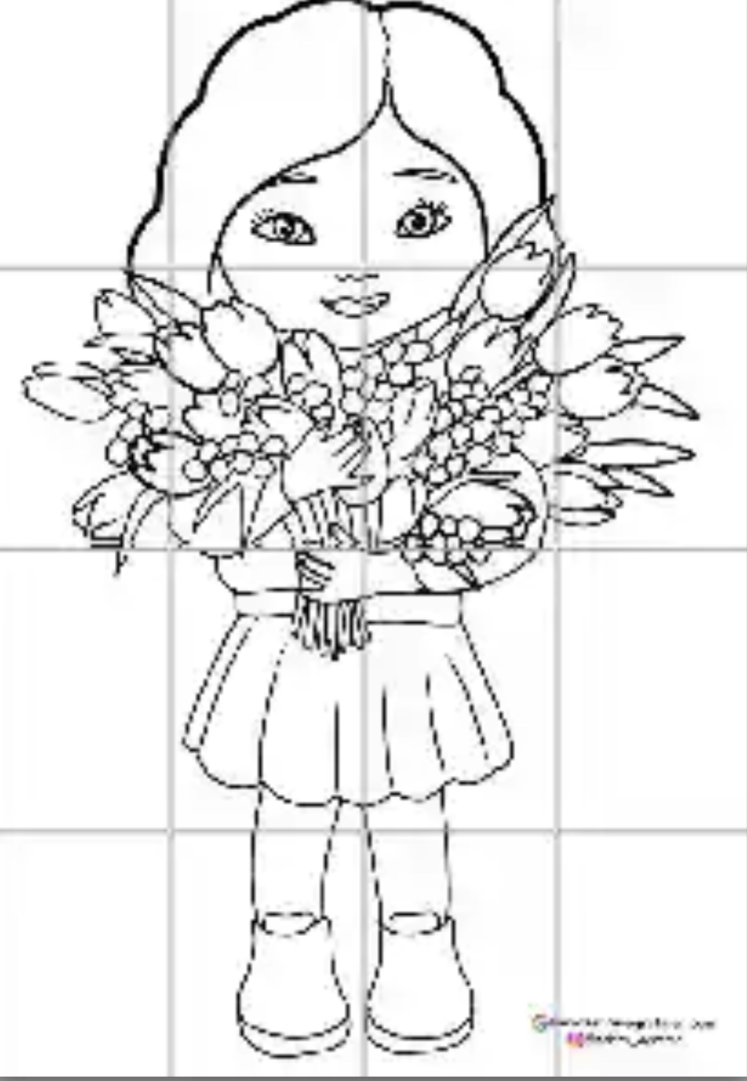 16 A4 Çiçek Tutan Kız Öğrenci RENKSİZ