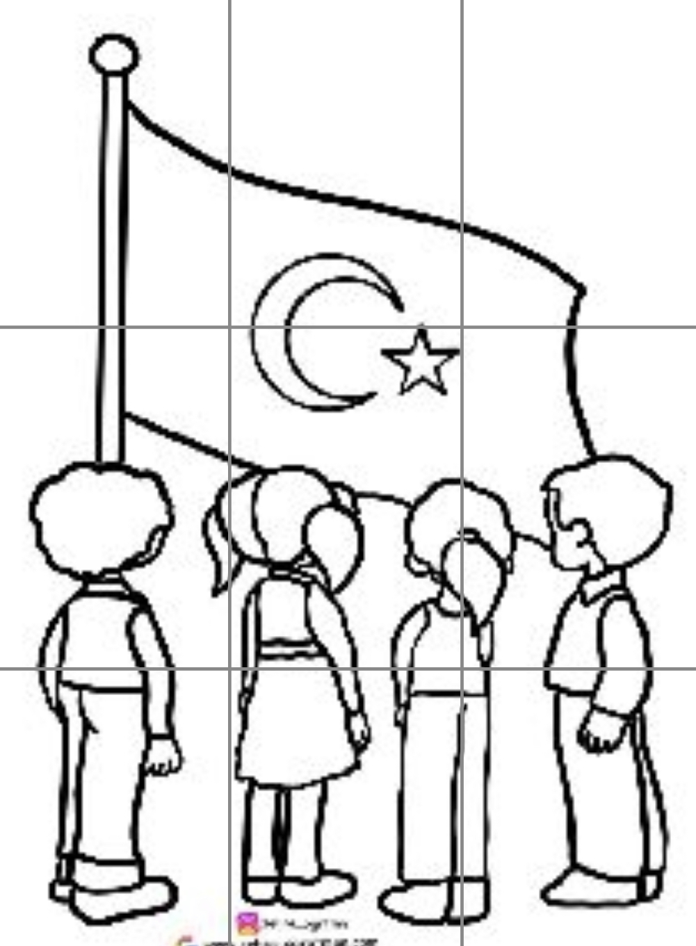 9 A4 İstiklal Marşı Okuyan Çocuklar RENKSİZ