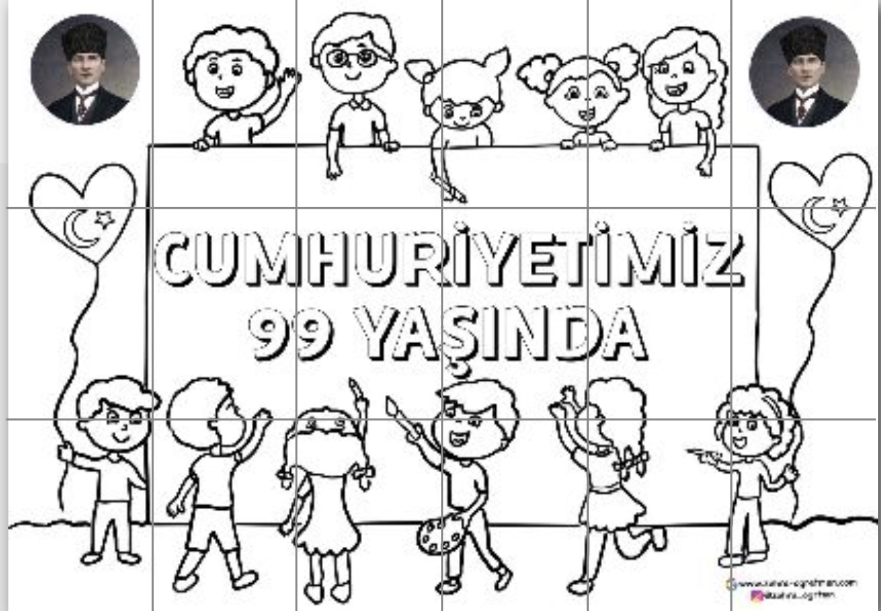 18 A4 RENKSİZ Cumhuriyetimiz 99 Yaşında Grup Boyama Çalışması