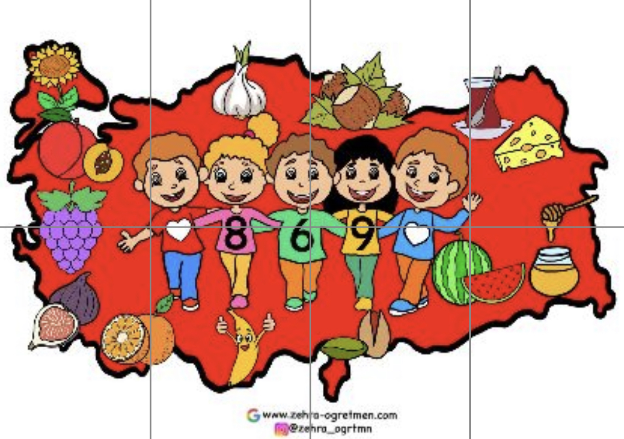 869 Yerli Malı Haritası Kırmızı Renk ( 8 A4)