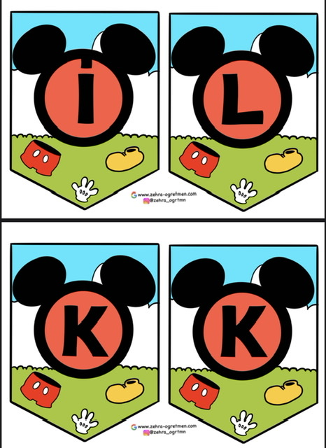 Mickeyli İLK KARNEM FLAMASI ( Renkli Renksiz)