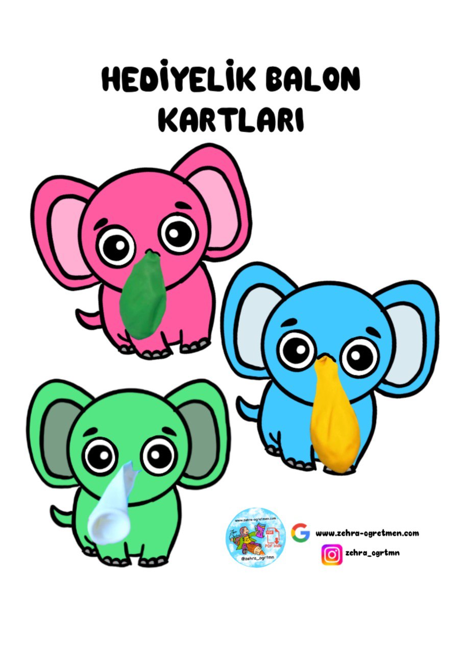 Hediyelik Balon Kartı Fil Kalıbı RENKLİ RENKSİZ
