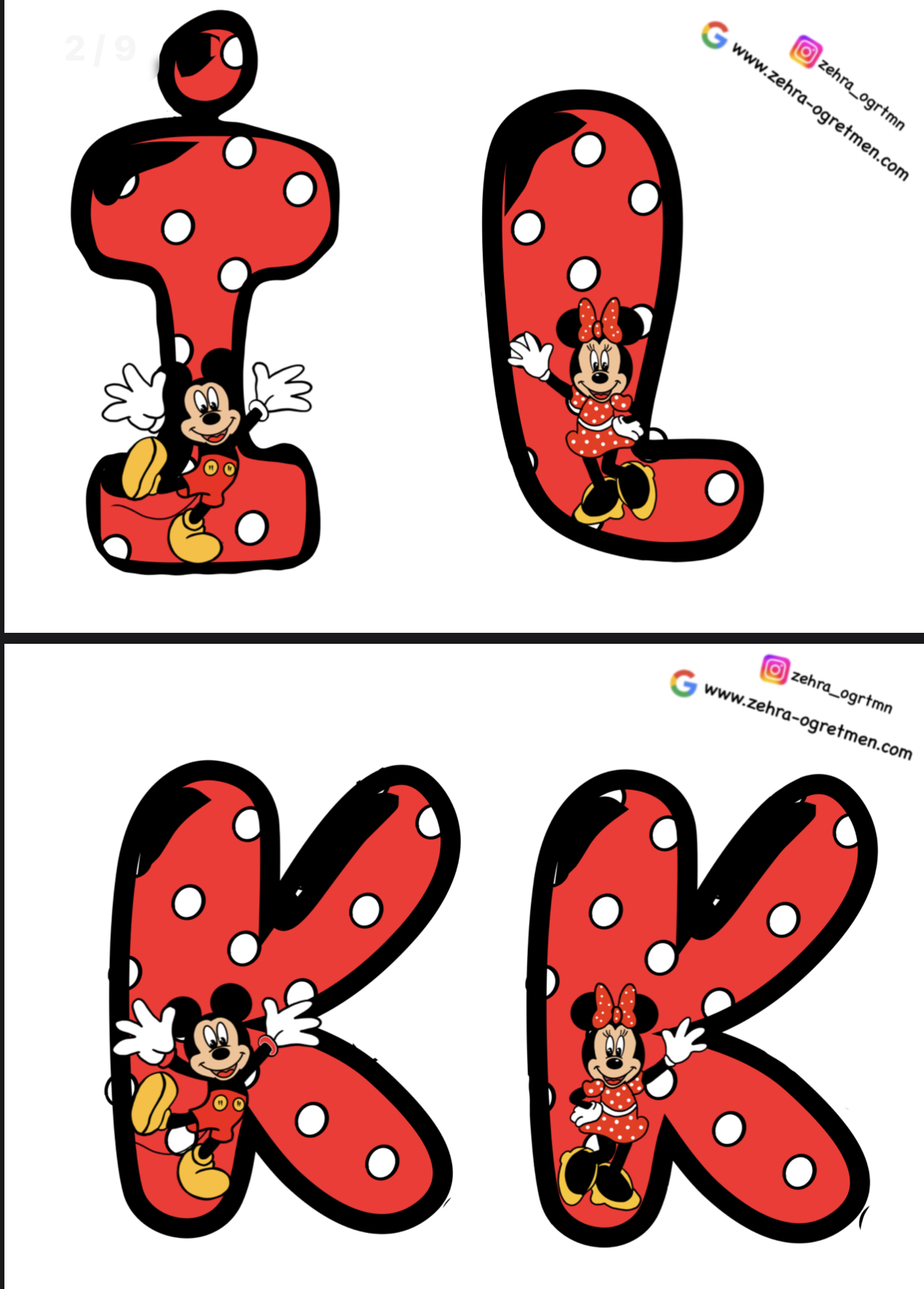 Mickeyli Minnieli İLK KARNE HEYECANIM Yazı Şablonu