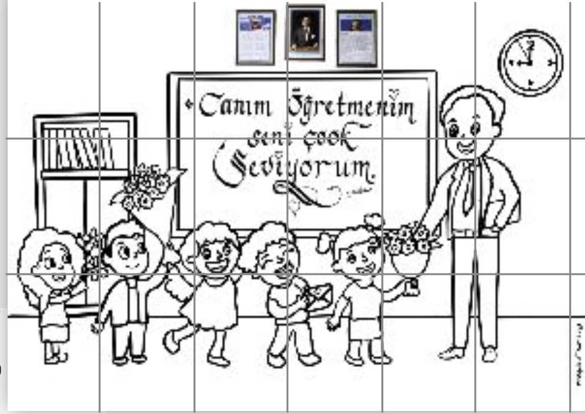 (21 a4) Erkek Öğretmen Öğretmenler Günü Boyama Çalışması